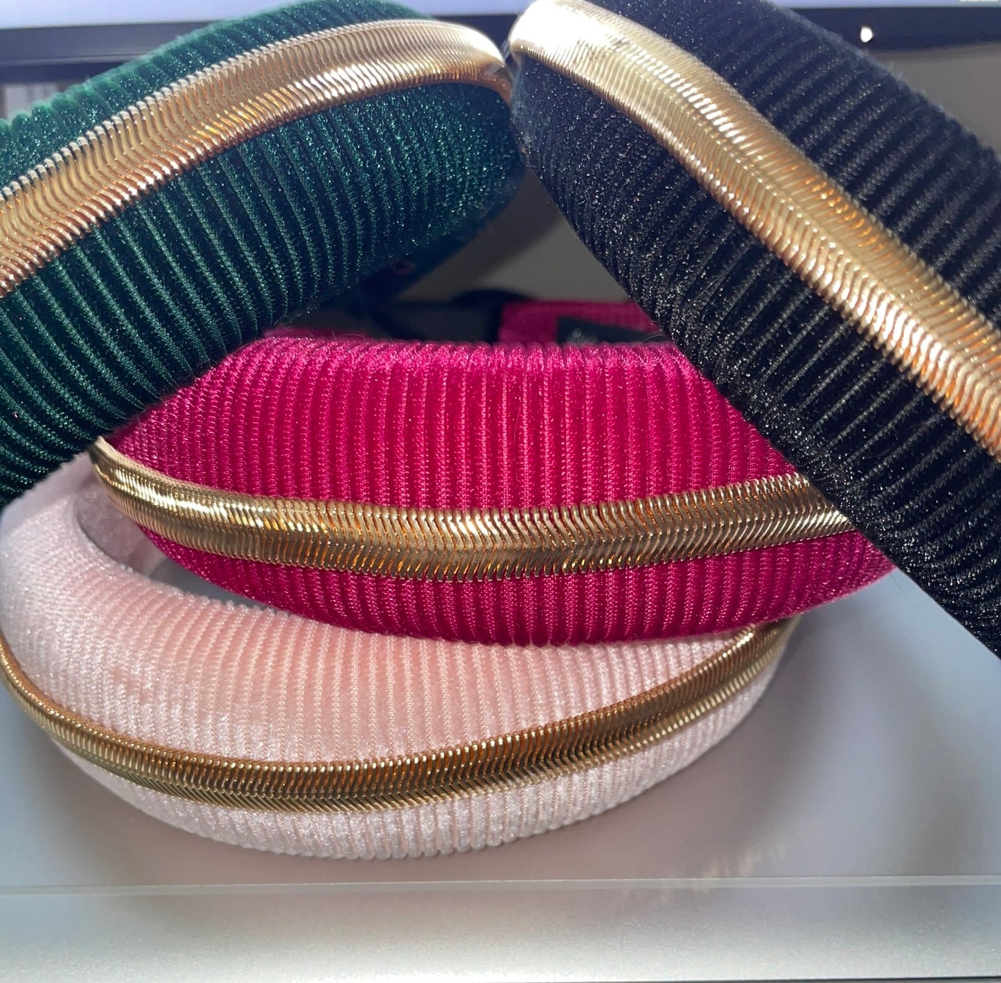 Velvet gold stripe headband